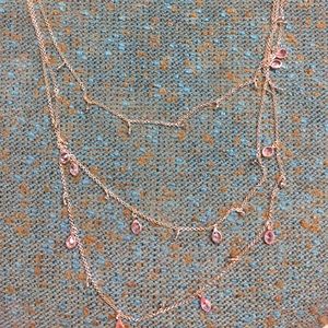 Dainty rose gold drop earring and tiered necklace